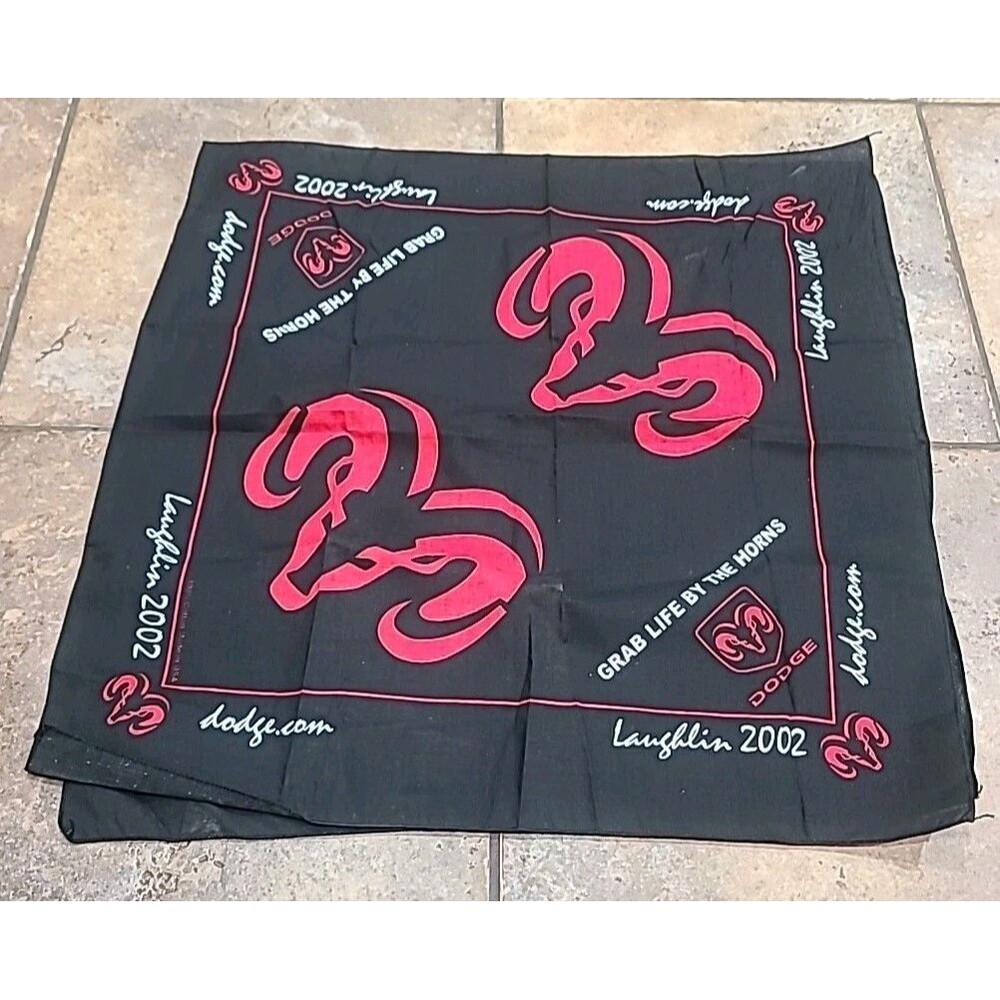 Vintage Dodge Ram Black Bandana Scarf Grab Life By The Horns 2002 Laughlin Promo
